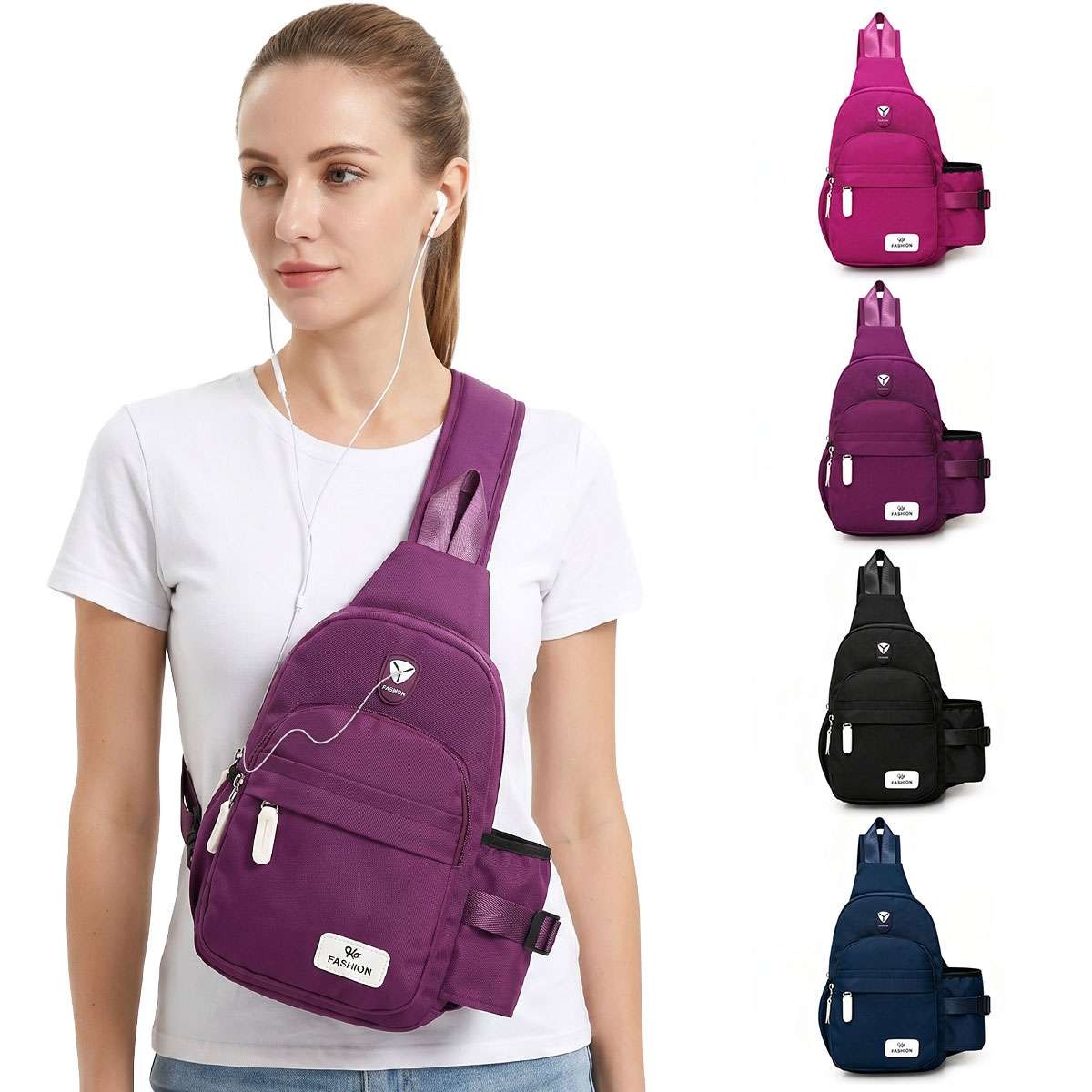 Men Women Nylon Crossbody Shoulder Cycle Sling bag Chest Daily Travel Backpack