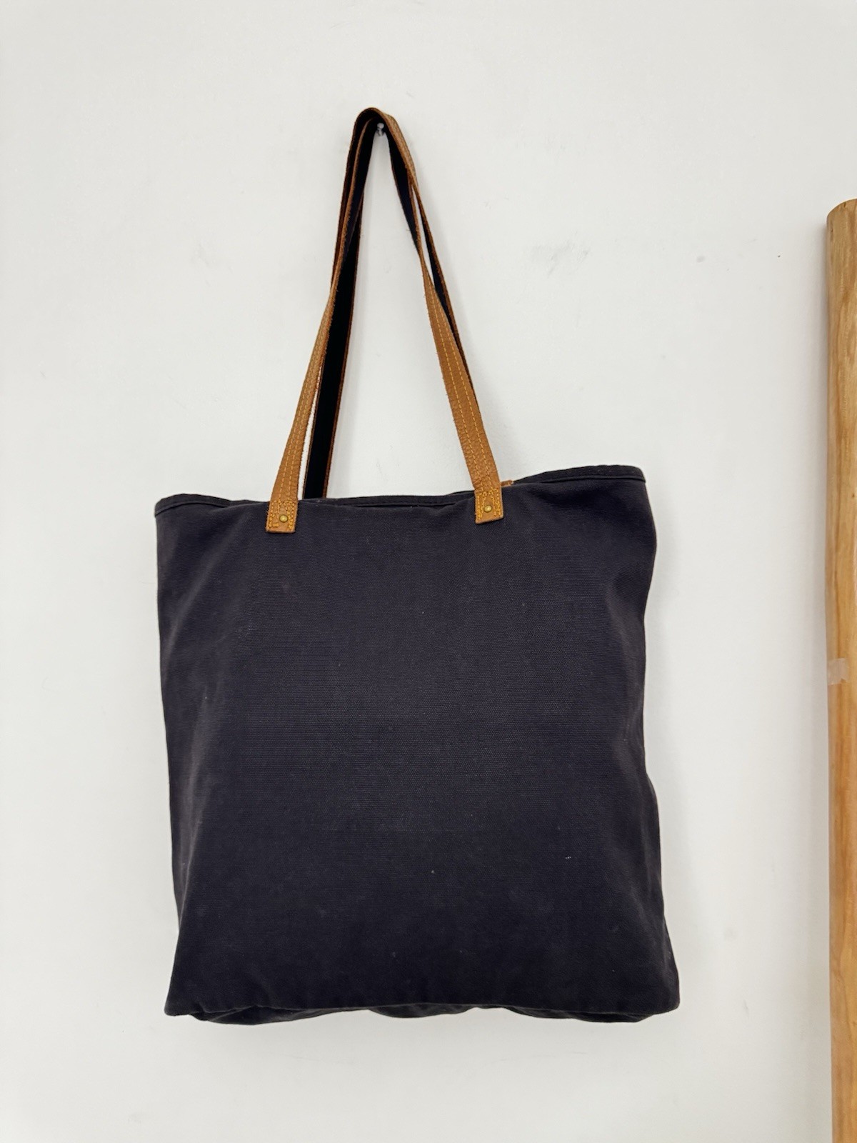 LL Bean Leather-Handle Essential Tote Bag Classic Dark Gray Color