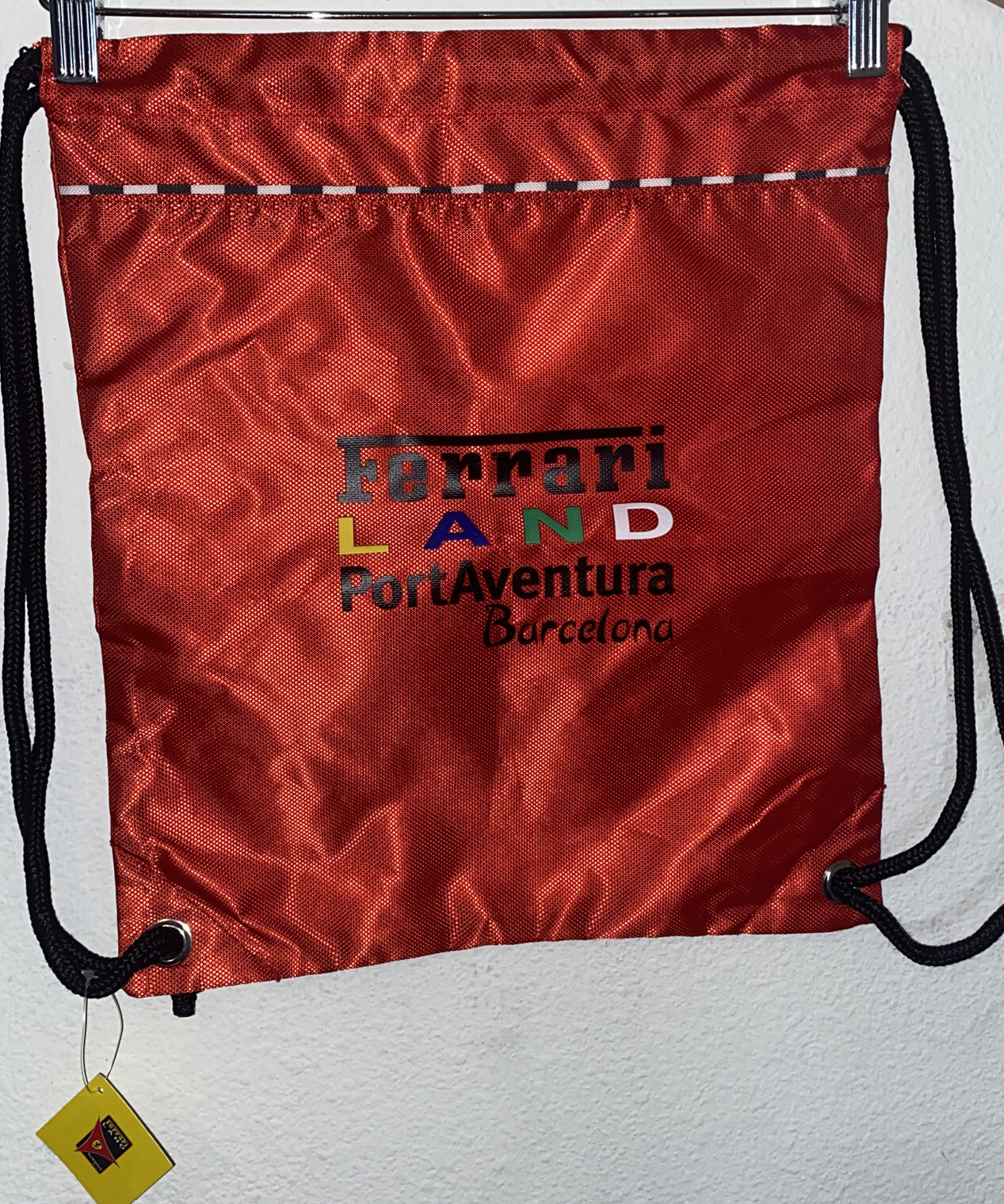 Ferrari Land PortAventura Barcelona Drawstring Back Pack Red NWT Ferrari Spain