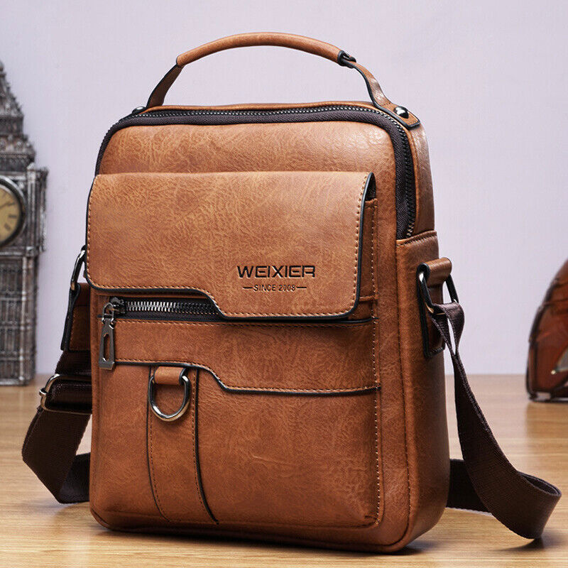Men’s Business pu Leather Shoulder/Messenger Bag 8″ Handbag Outdoor Sport Bag B