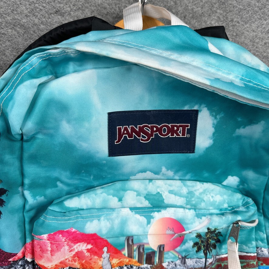 Jansport Backpack School Bag Blue Medium All Over Print