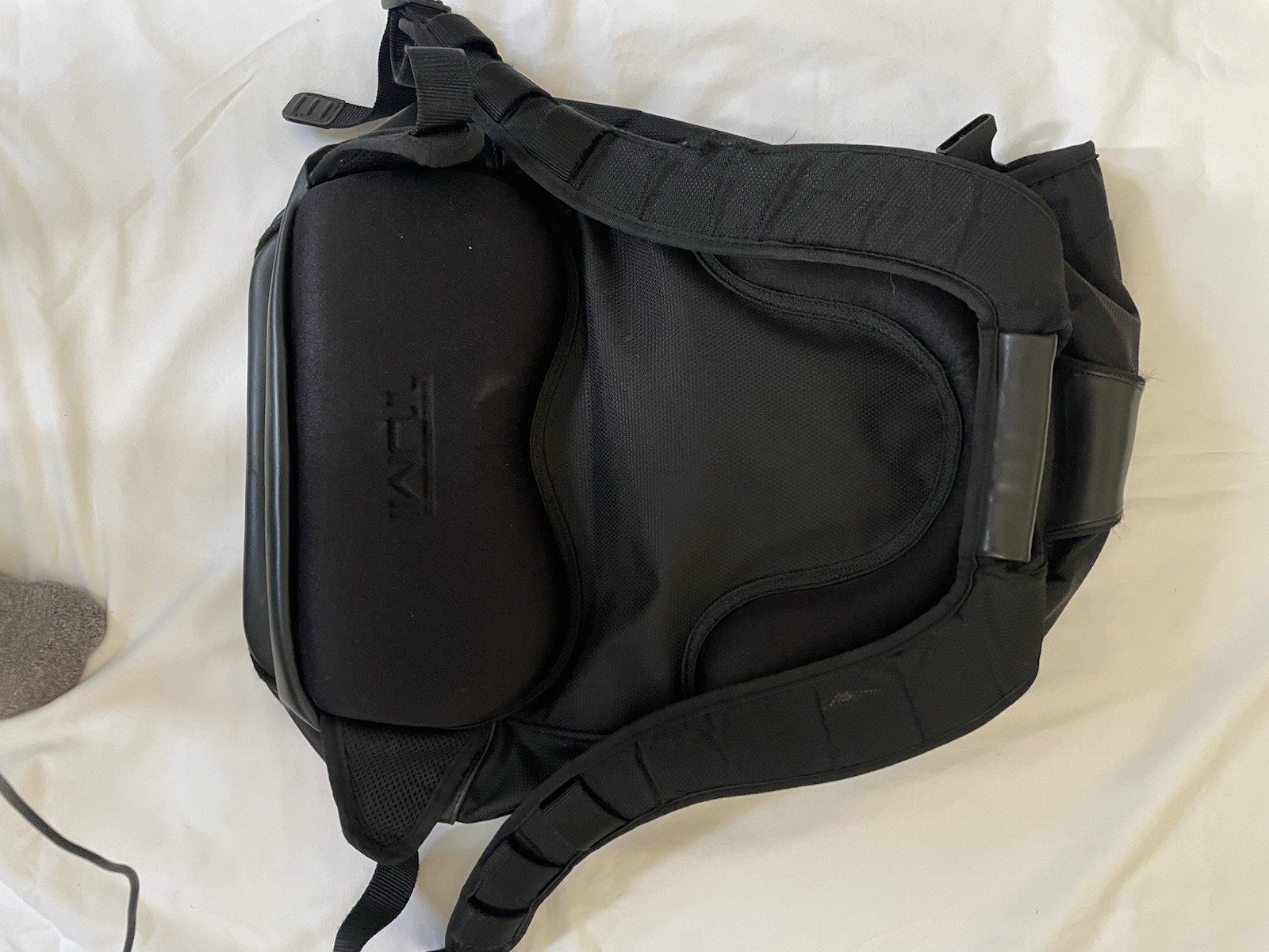 Tumi T2 Black Leather Nylon Backpack Clean Very Good Condition