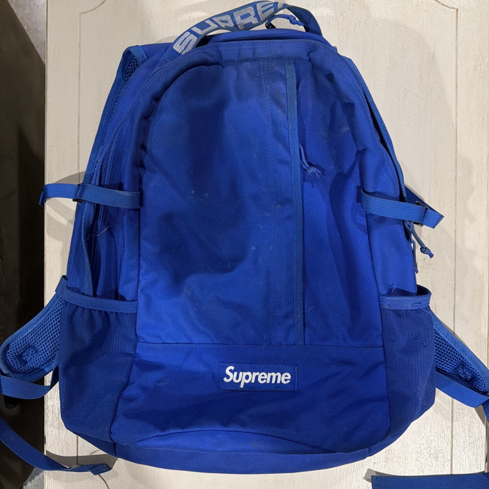 Supreme Cordura SS18 Ripstop Nylon Backpack Black 100% Authentic Royal Blue