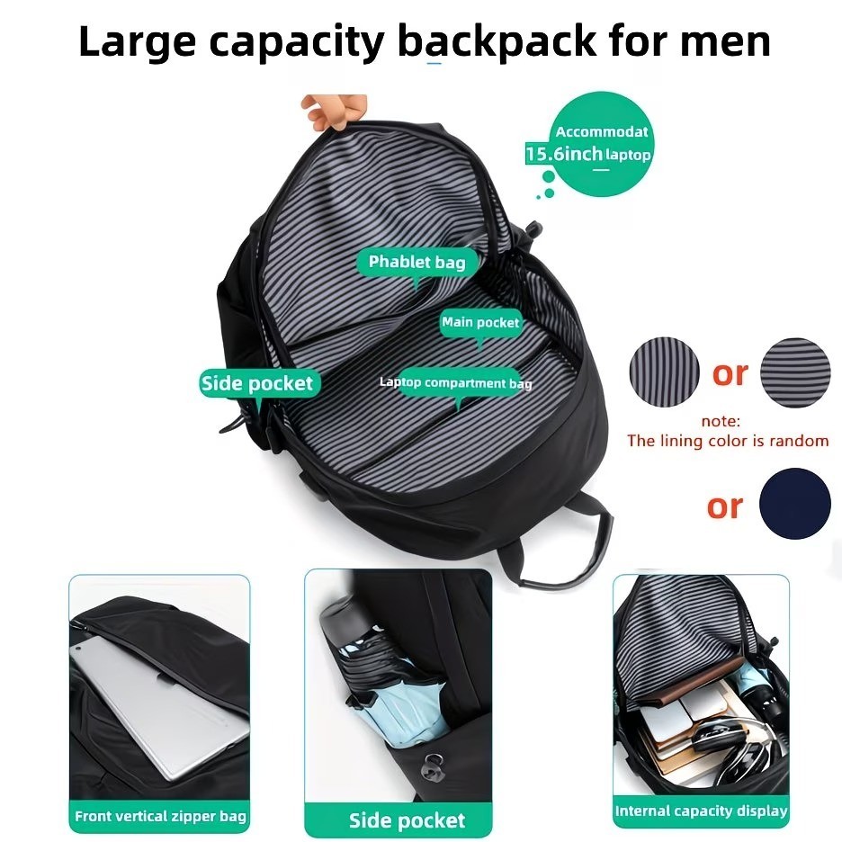 Travel Backpack Men Business School USB Bag 15.6 Inch Laptop Backpack Anti Theft