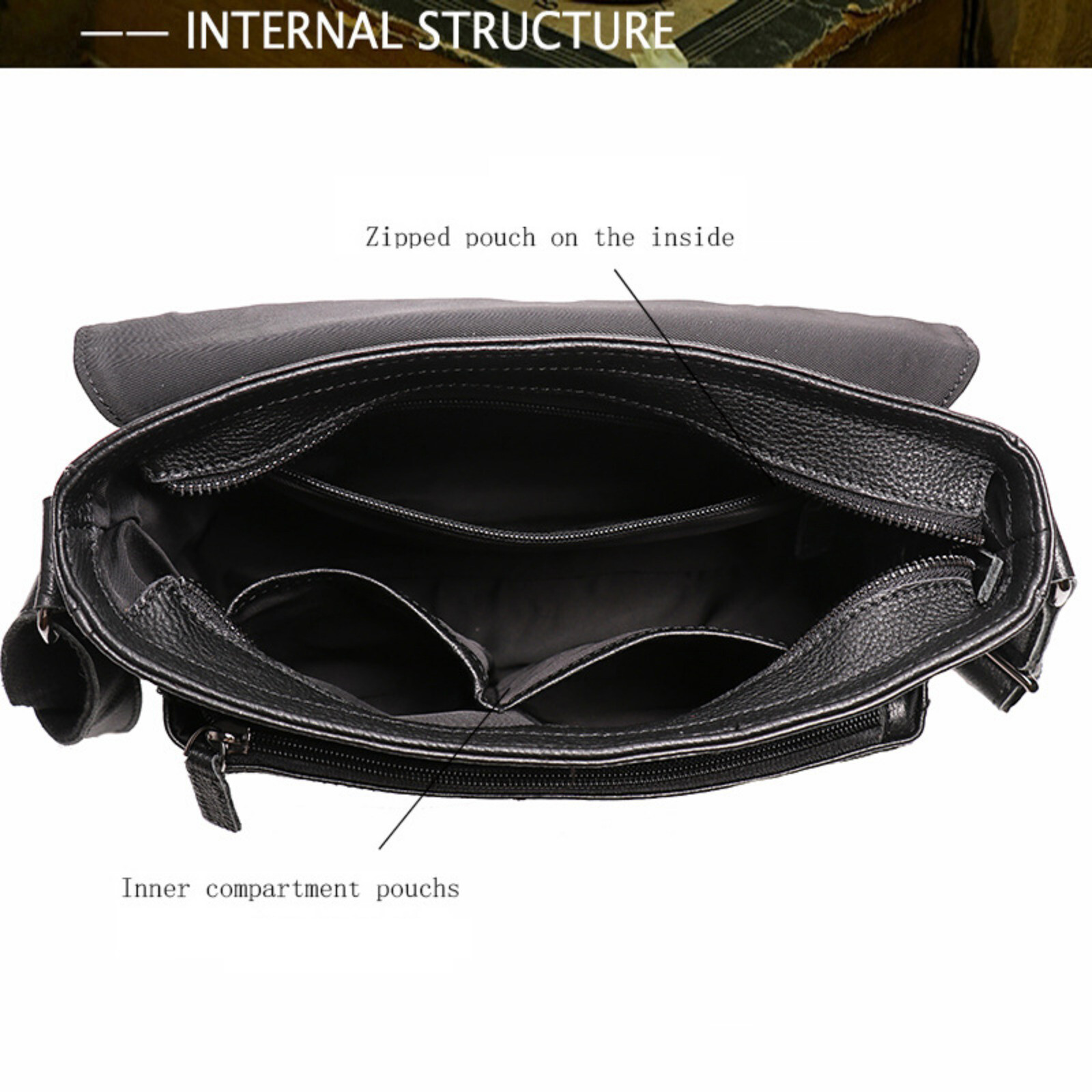 Men Leather Crossbody Messenger Bag Shoulder Satchel for Work Travel Casual