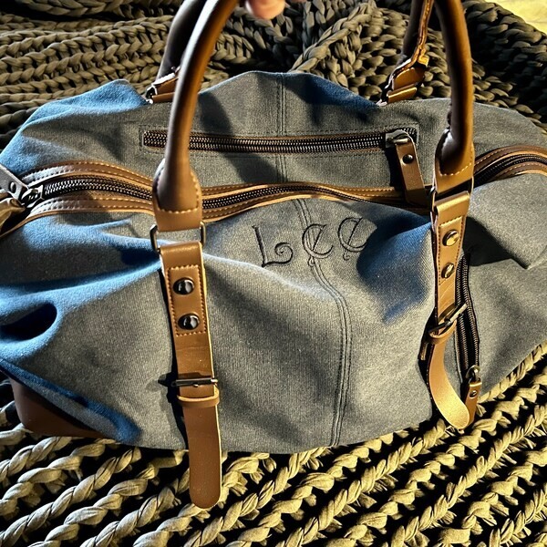 Oversized Weekender Duffle Bag Canvas Leather Trim Travel Luggage