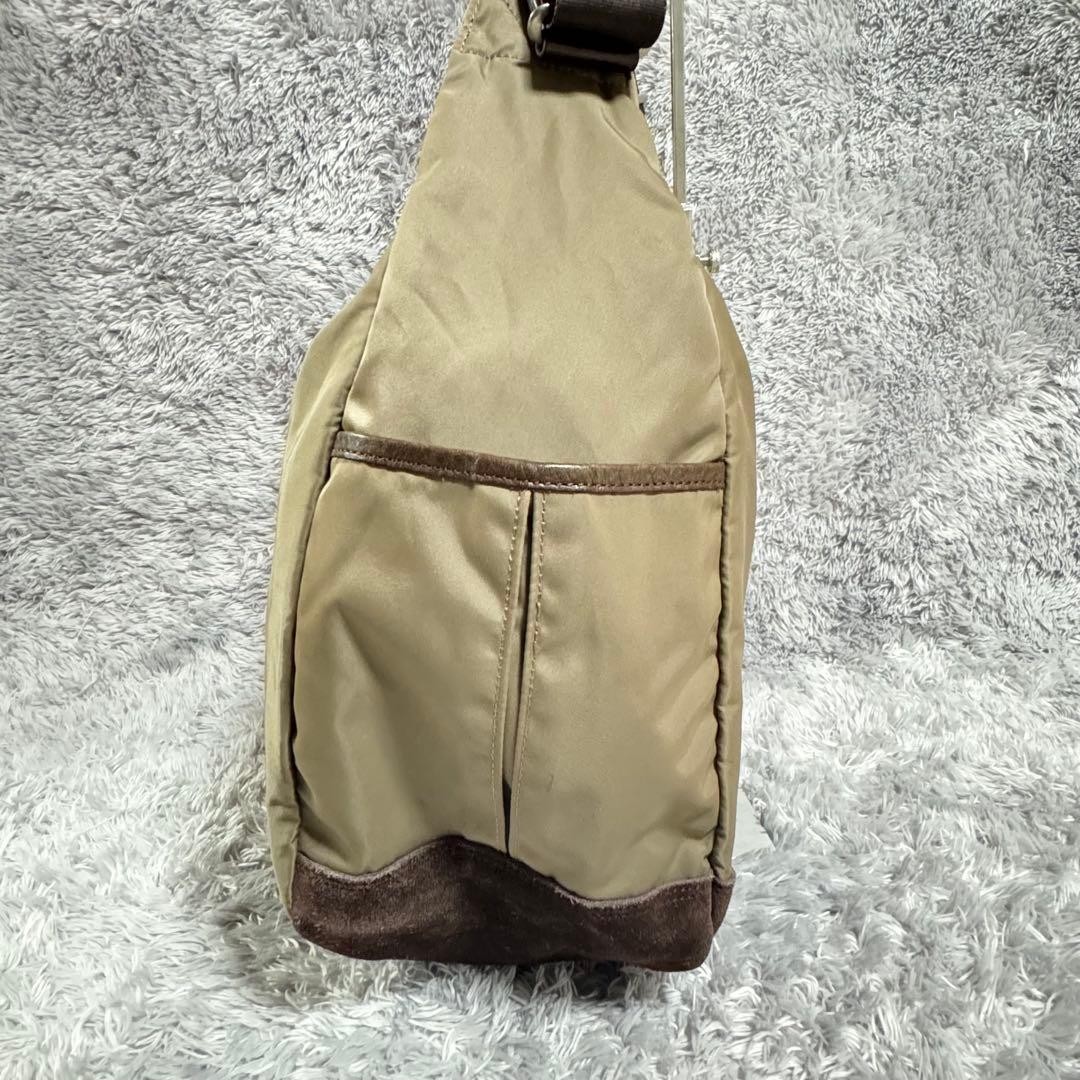 Master-Piece Beige Nylon Leather Shoulder Bag Men Unisex Travel Business