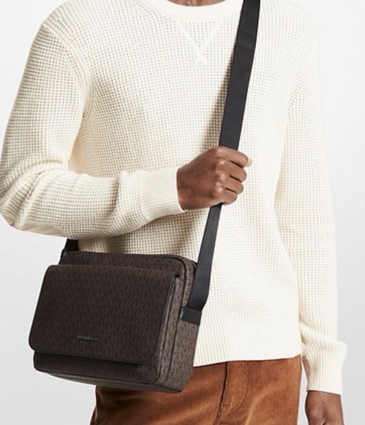 Michael Kors Brown MK Logo Messenger Crossbody Bag Adjustable Strap Zip/Mag
