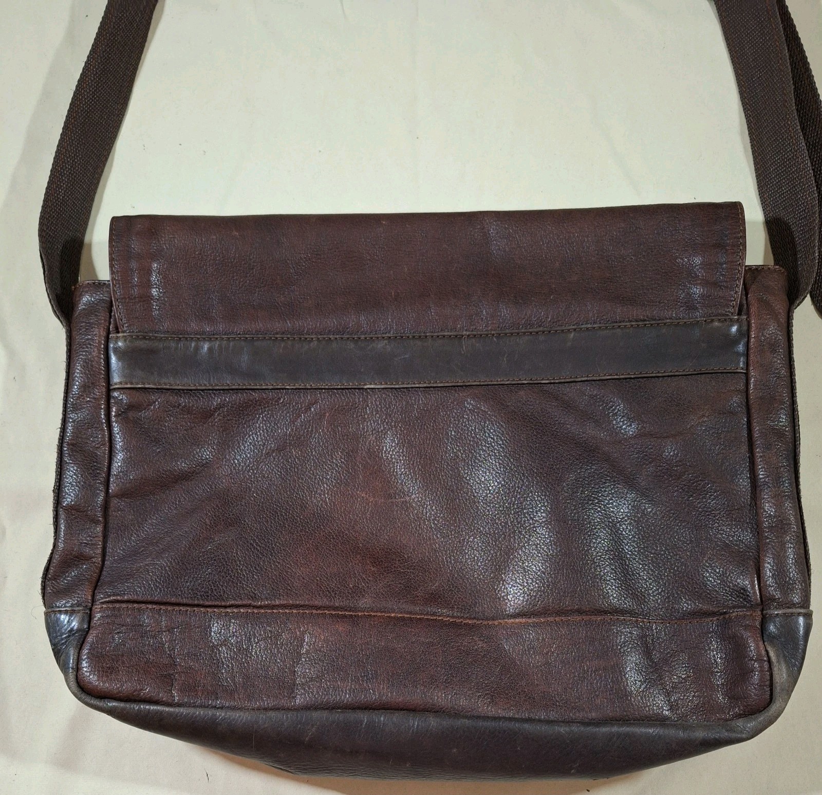 Aldo Brown Genuine Leather Messenger Bag Distressed Satchel Laptop 16.5″W * 13″L