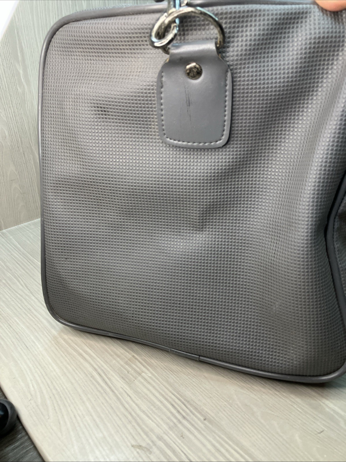 Vintage 90s Givenchy Duffle Bag Carry On Overnight Travel Gray Red NICE ! VGC