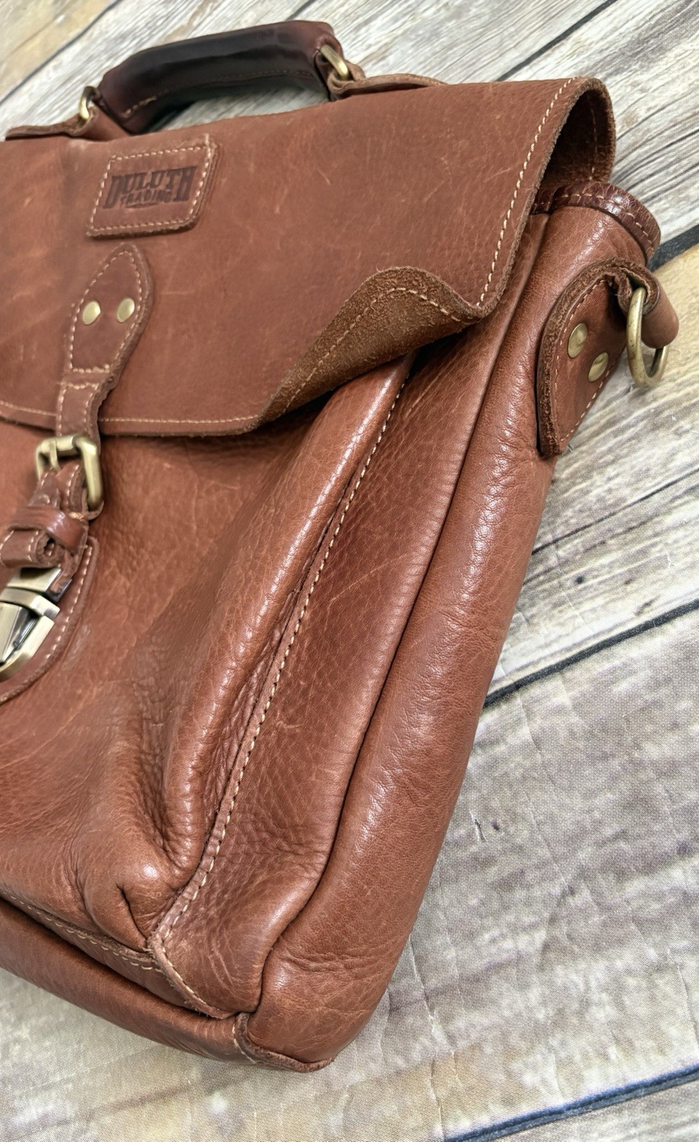 Duluth Lifetime Leather All-Business Briefcase Brown Leather