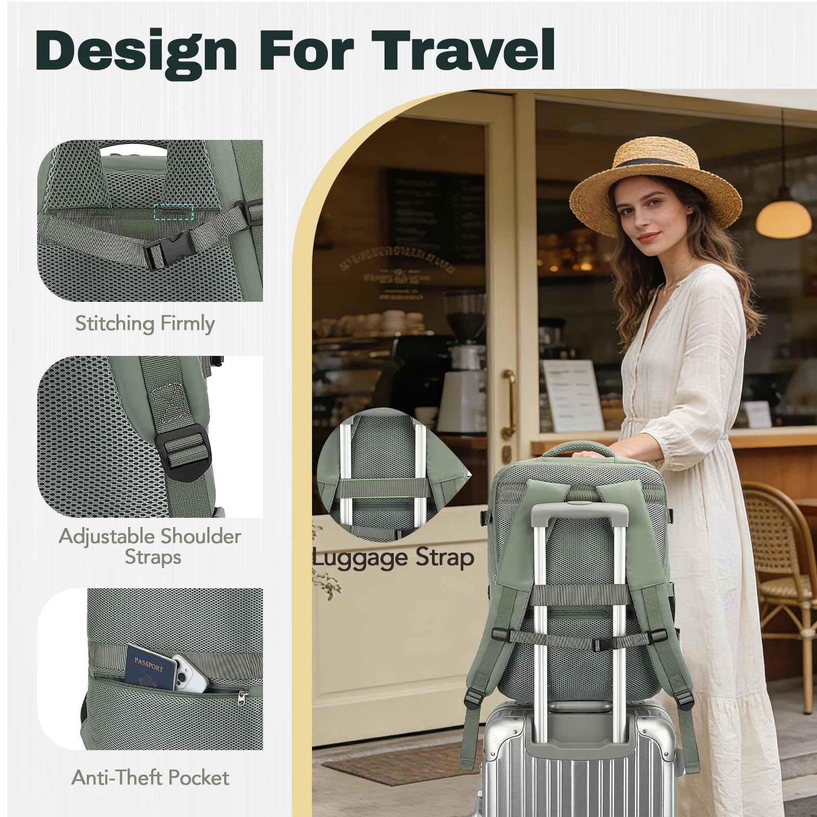 Carry On Backpack, Travel Backpack Airplane Approved, 18x14x8 Inches Travel B…
