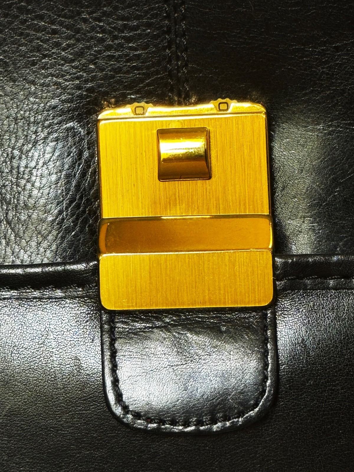 FULL GRAIN REAL BLACK LEATHER BRIEFCASE ATTACHE EXPANDABLE MADE IN SWITZERLAND