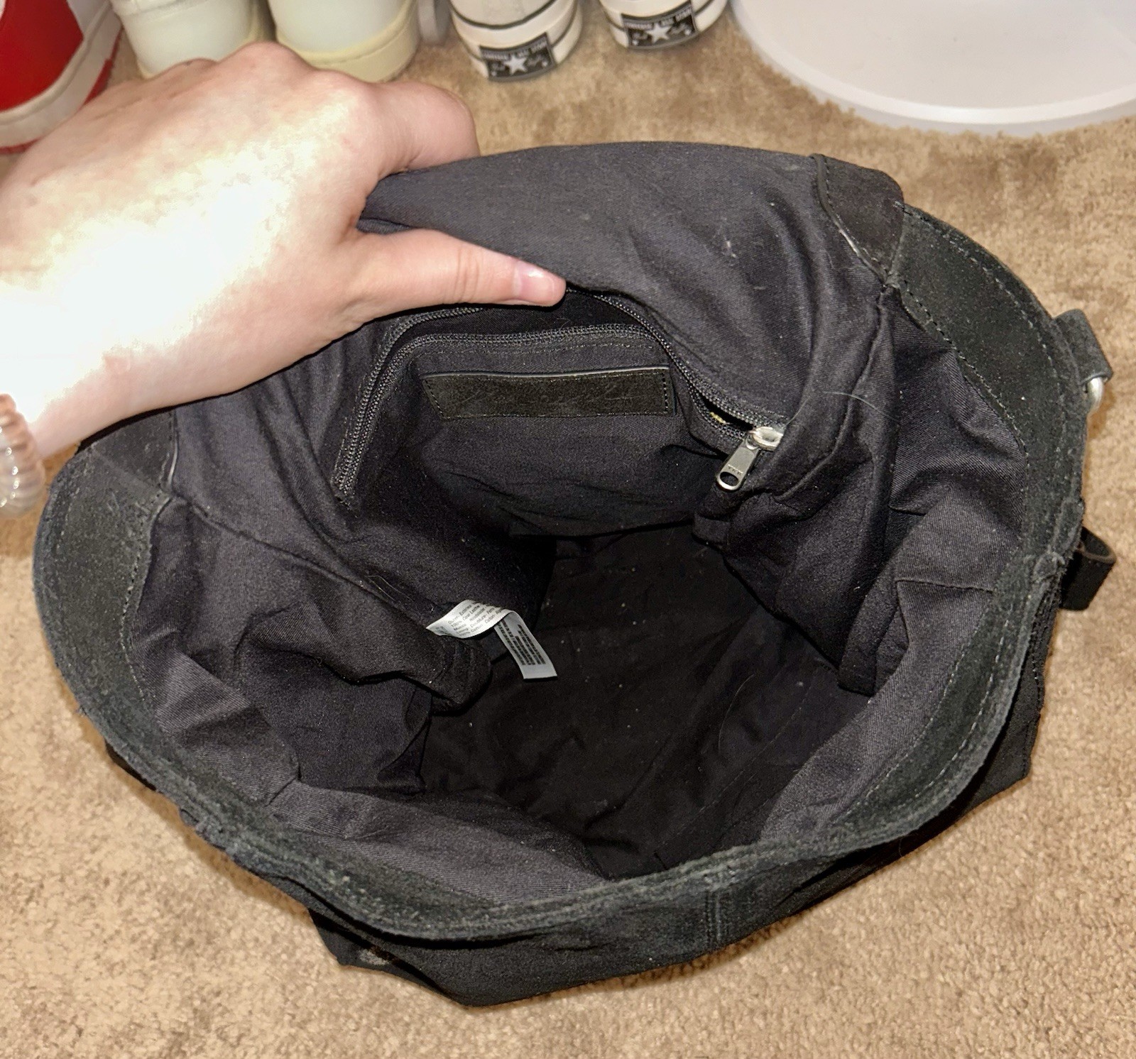 Black Medium Backpack Magnetic Flap Zip Front Pocket Adjustable Straps