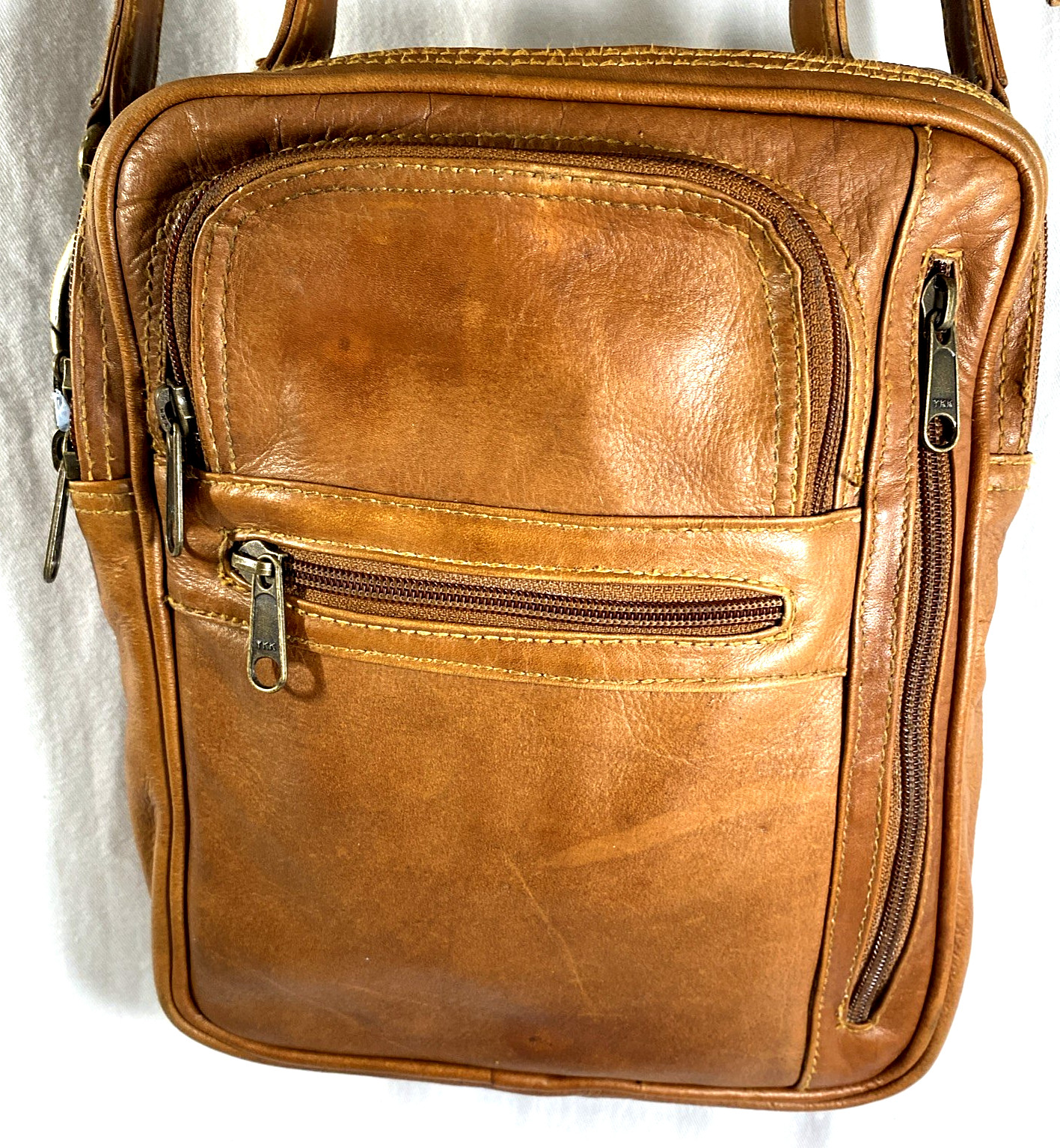 Made In Columbia Brown Leather Bag Unisex Practical Shoulder Strap Top Handle