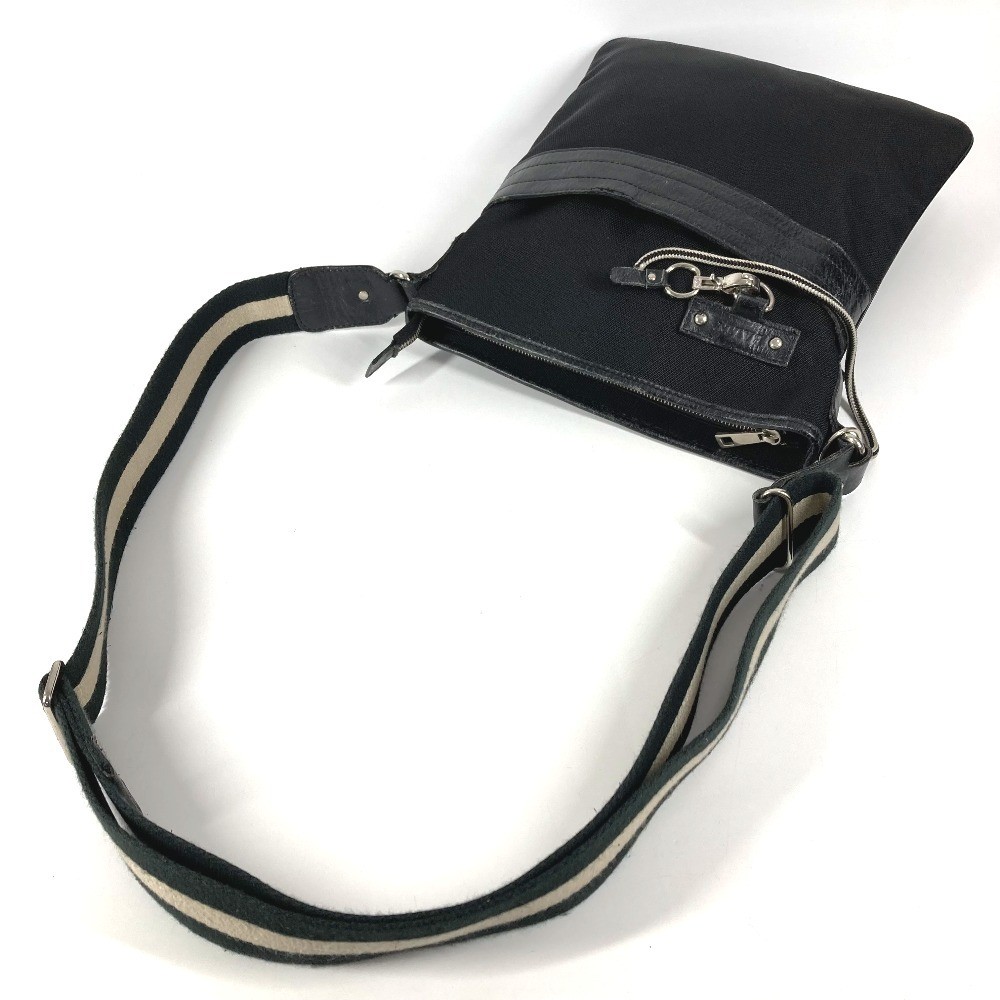 BALLY logo Bag Crossbody Pochette Shoulder Bag Leather/Canvas Black