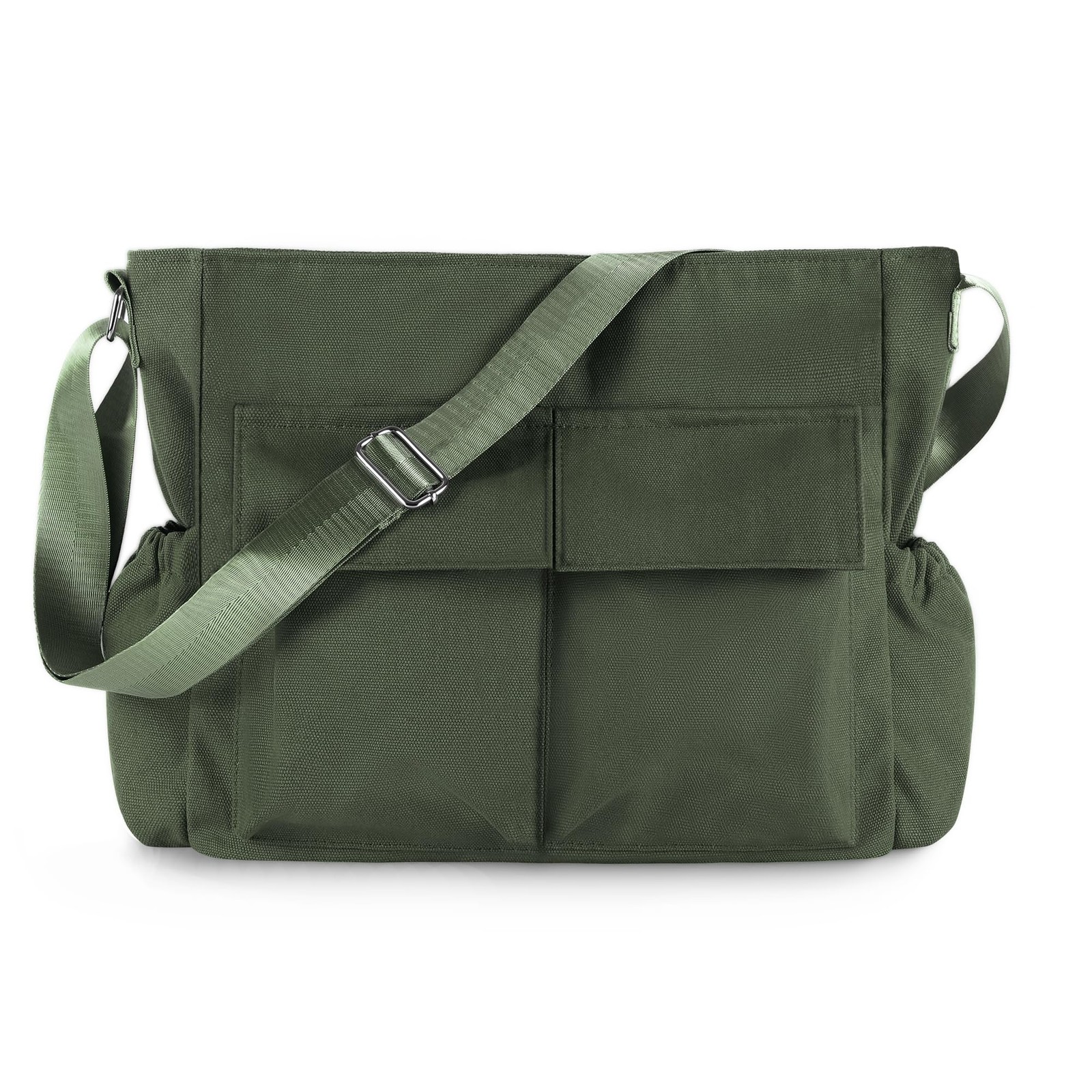 Canvas Messenger Bag Crossbody Shoulder for Men and Large, Army Green