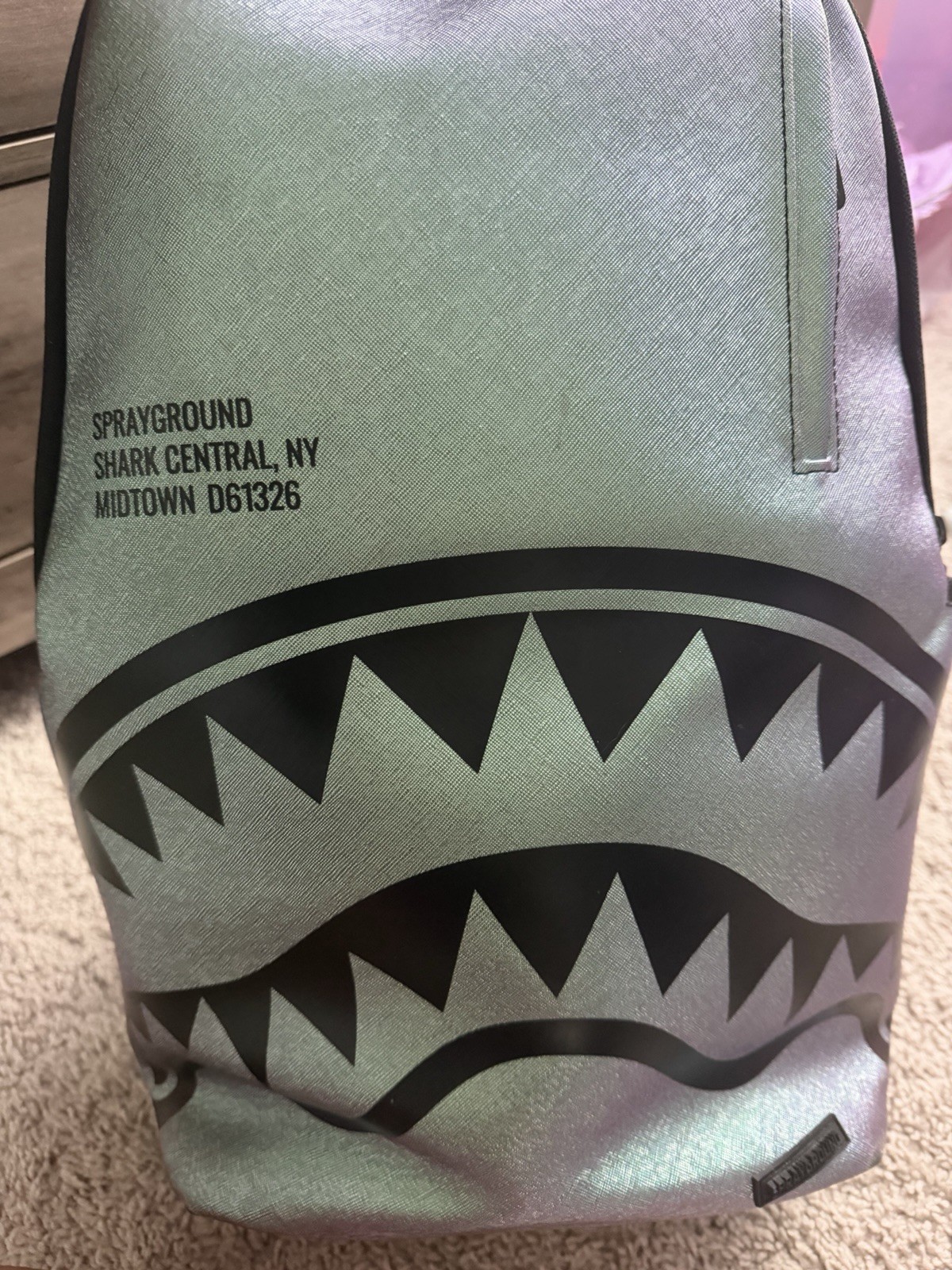 Sprayground Limited Edition Shark Silver/Black Backpack Zip, Adjustable Straps