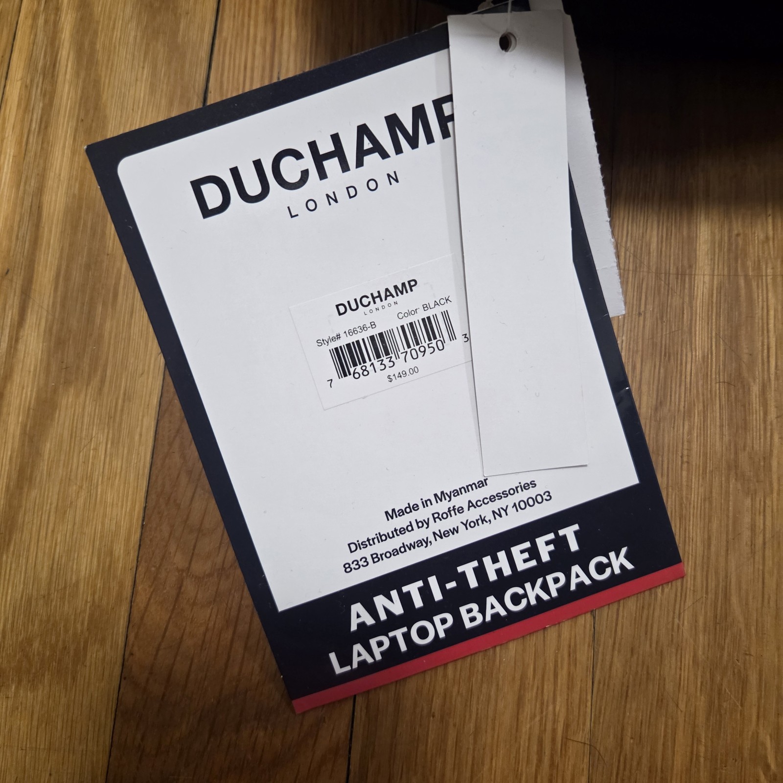 Duchamp London Anti-Theft Laptop Tablet Backpack Sleek Blue Black Design USB