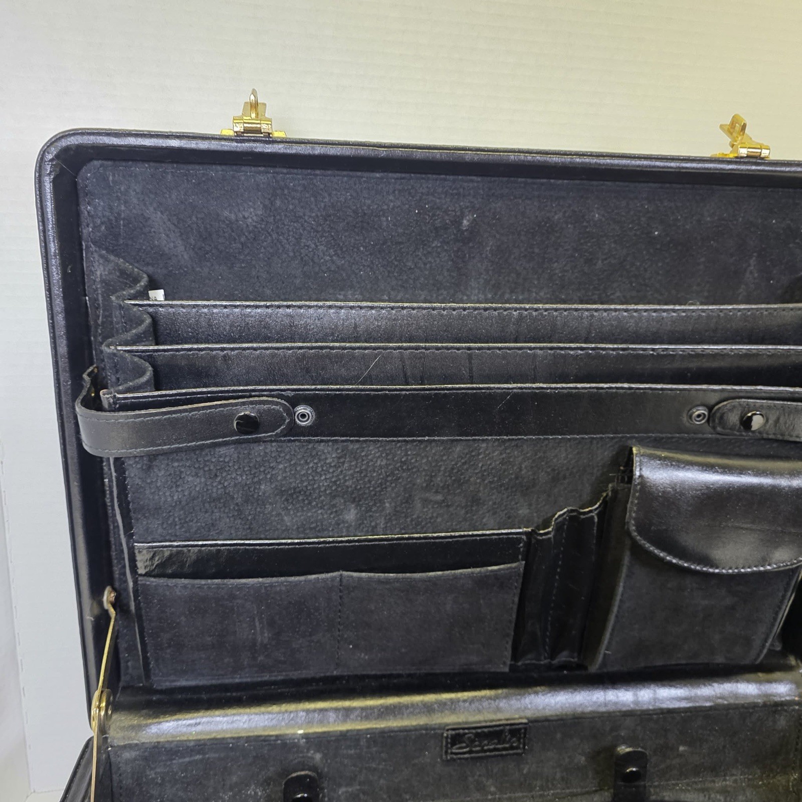 Vintage Sonalin Black Leather Executive Attaché Briefcase 000 Lock