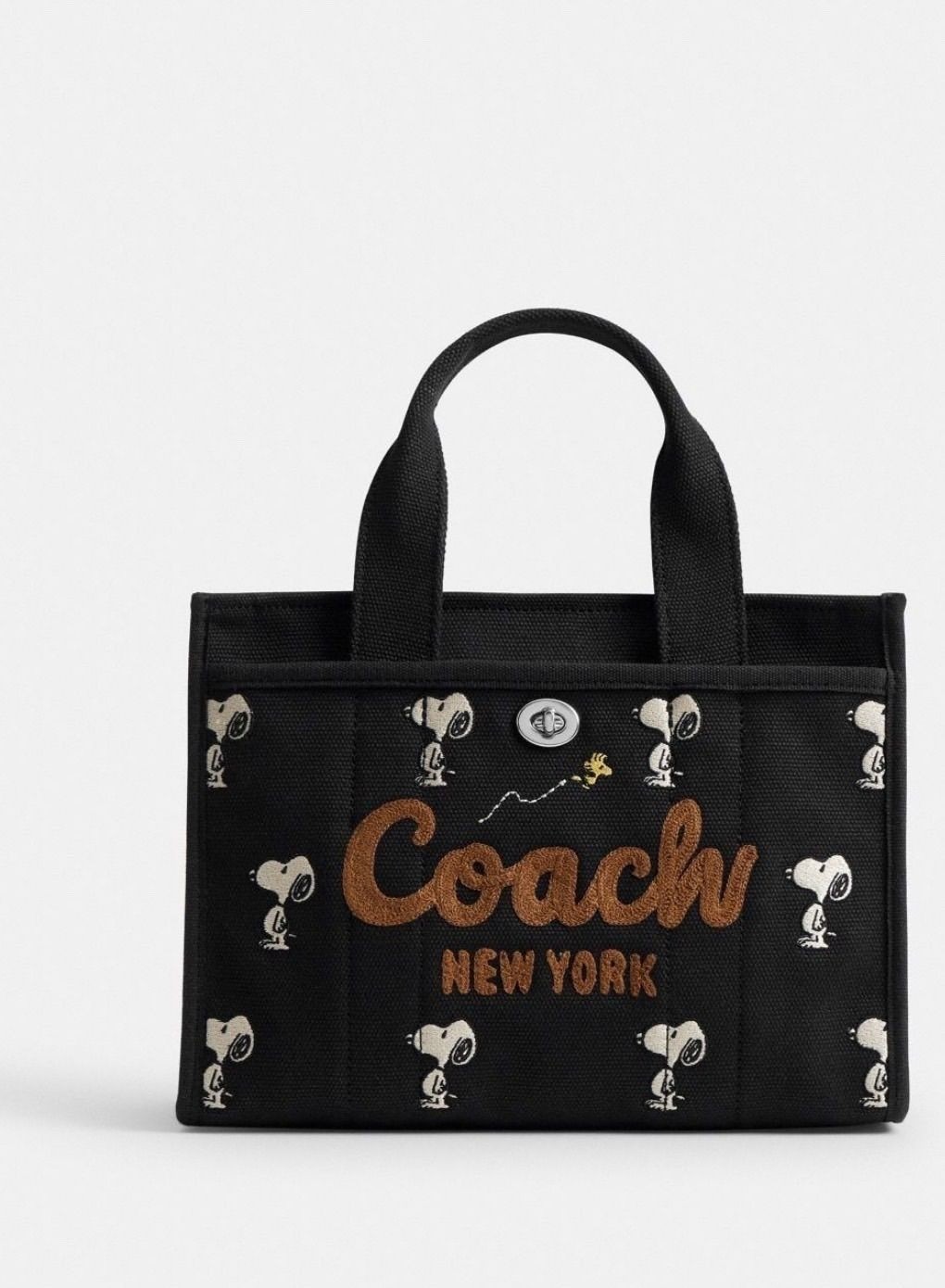 COACH x PEANUTS Cargo Tote Bag 26 Snoopy Print Black CBF70 outlet New
