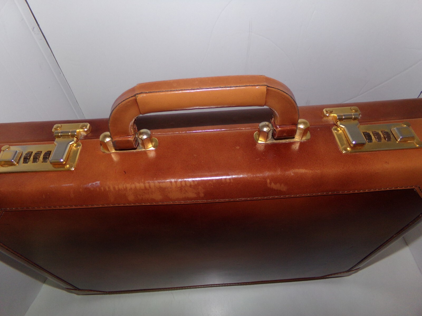 LAFONT Vintage Men’s Tan Genuine Leather Document Briefcase Made in Spain
