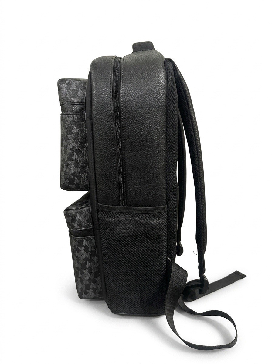 True Religion Black Gray Houndstooth Backpack Zip Closure Outer Pockets Men