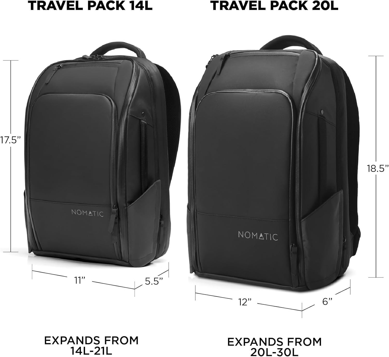 20L Travel Pack – Mens Travel Backpack – Expandable to 30L – Water Resistant Day