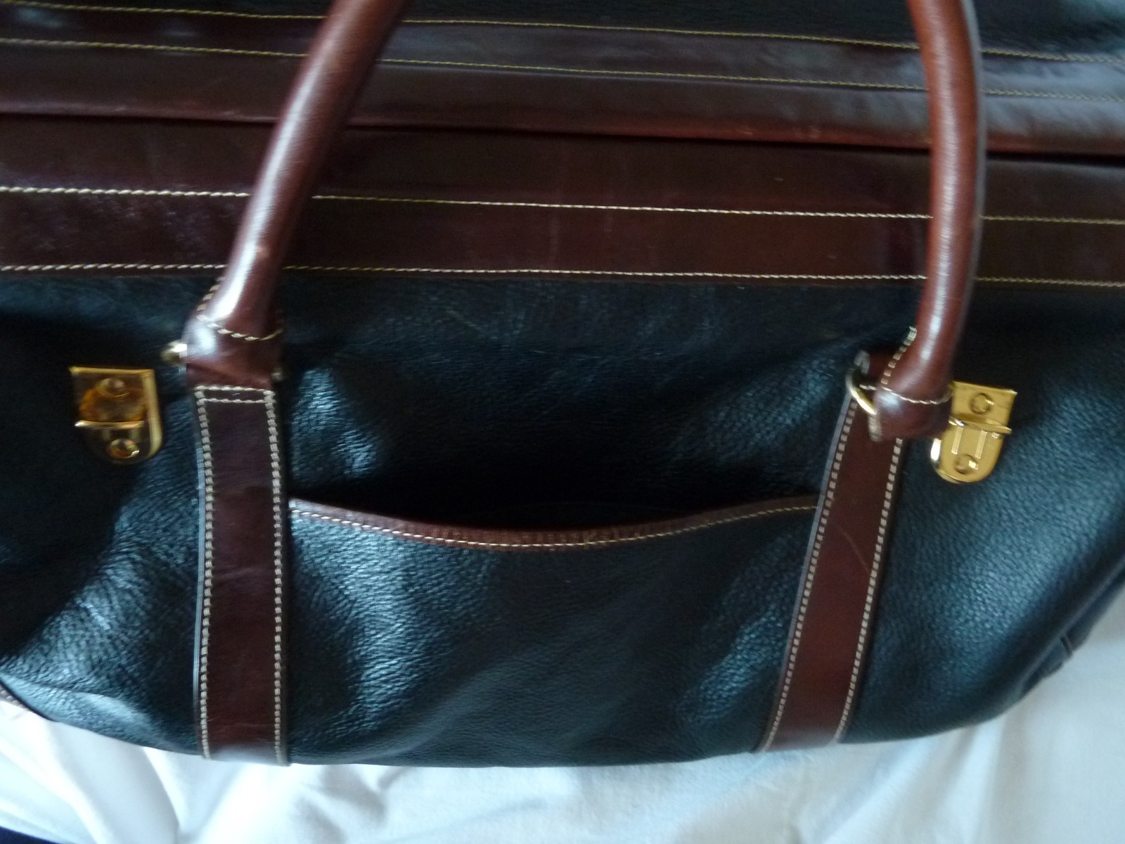 Vintage Mila Paoli Pebble Leather Doctor’s Bag Weekender Overnight Large Duffle