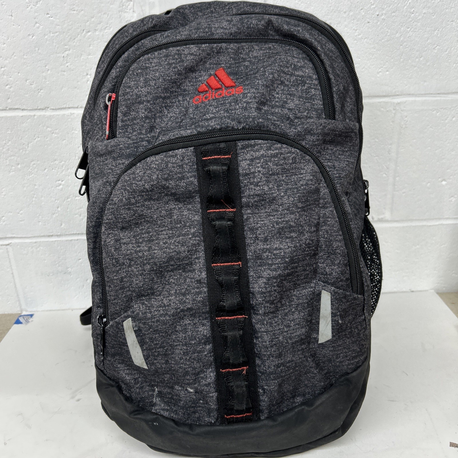 Adidas Prime 6 School Backpack Grey/Black Orange 5 Zipper 20″ Laptop Sleeve