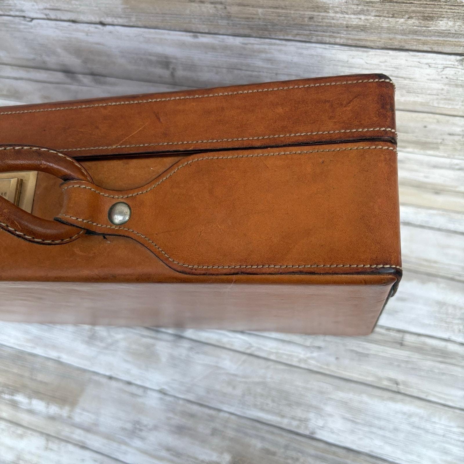 VTG Hartmann Belting Leather Briefcase Attache Brown Organizer 4″
