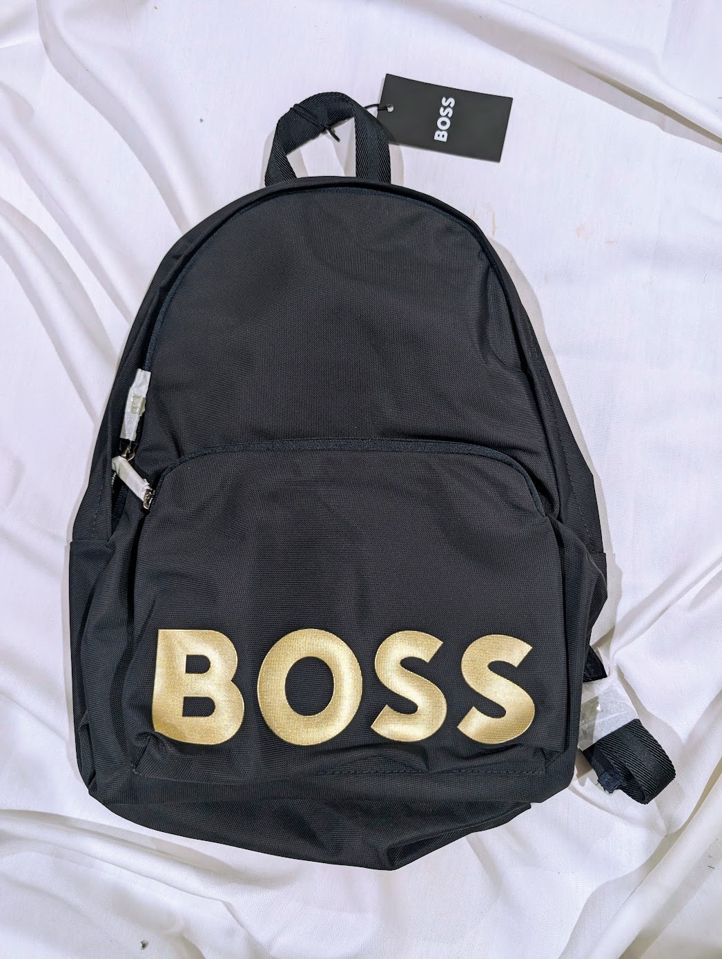 [NWT] Hugo Boss Navy Backpack w/ Gold Lettering & Zipper [Unisex]