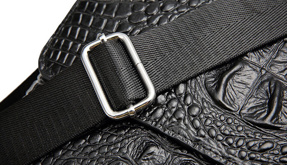 Genuine Leather 8″ Men’s Sling Shoulder Bag Crocodile Pattern