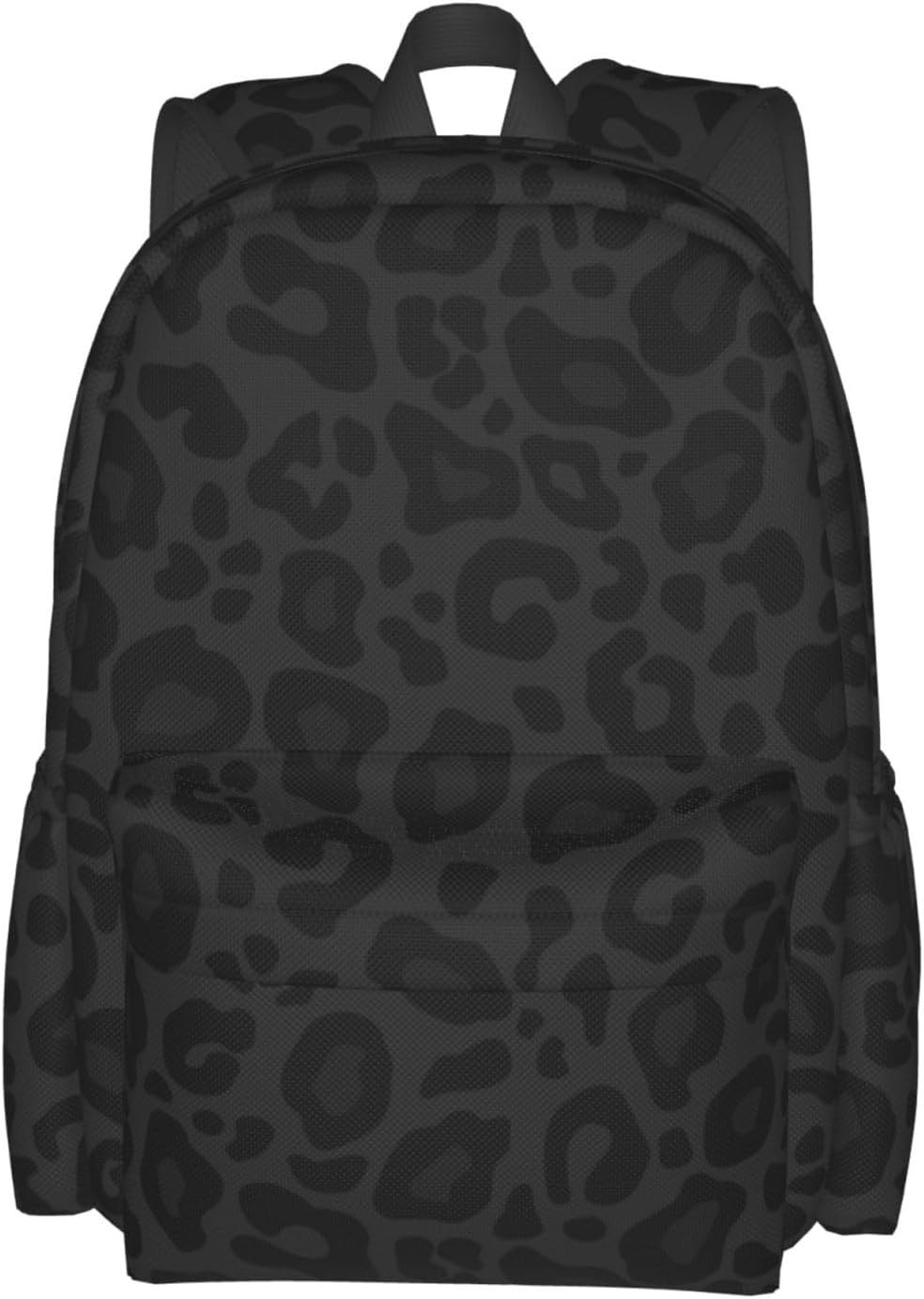 Black Leopard Print Laptop Backpack for Men Women, Cheetah Lightweight Daypack B