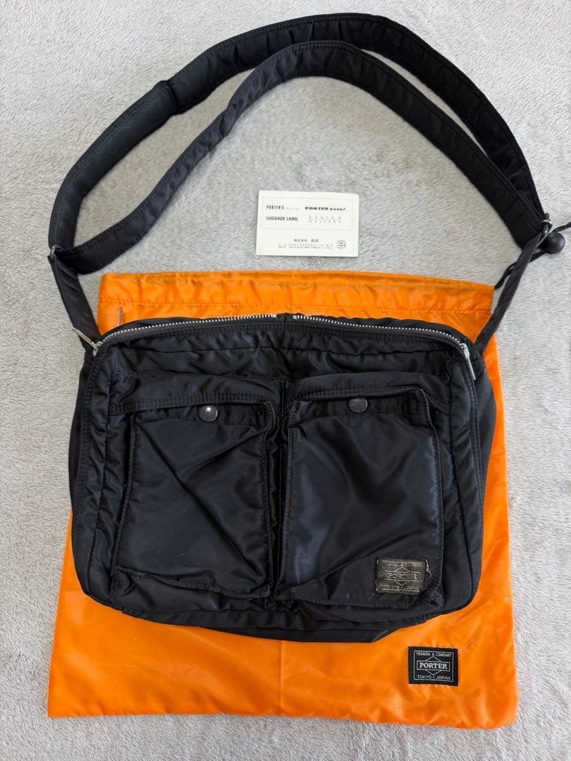 Authentic Yoshida Kaban PORTER TANKER Nylon Shoulder Bag 34cm Black Men Women