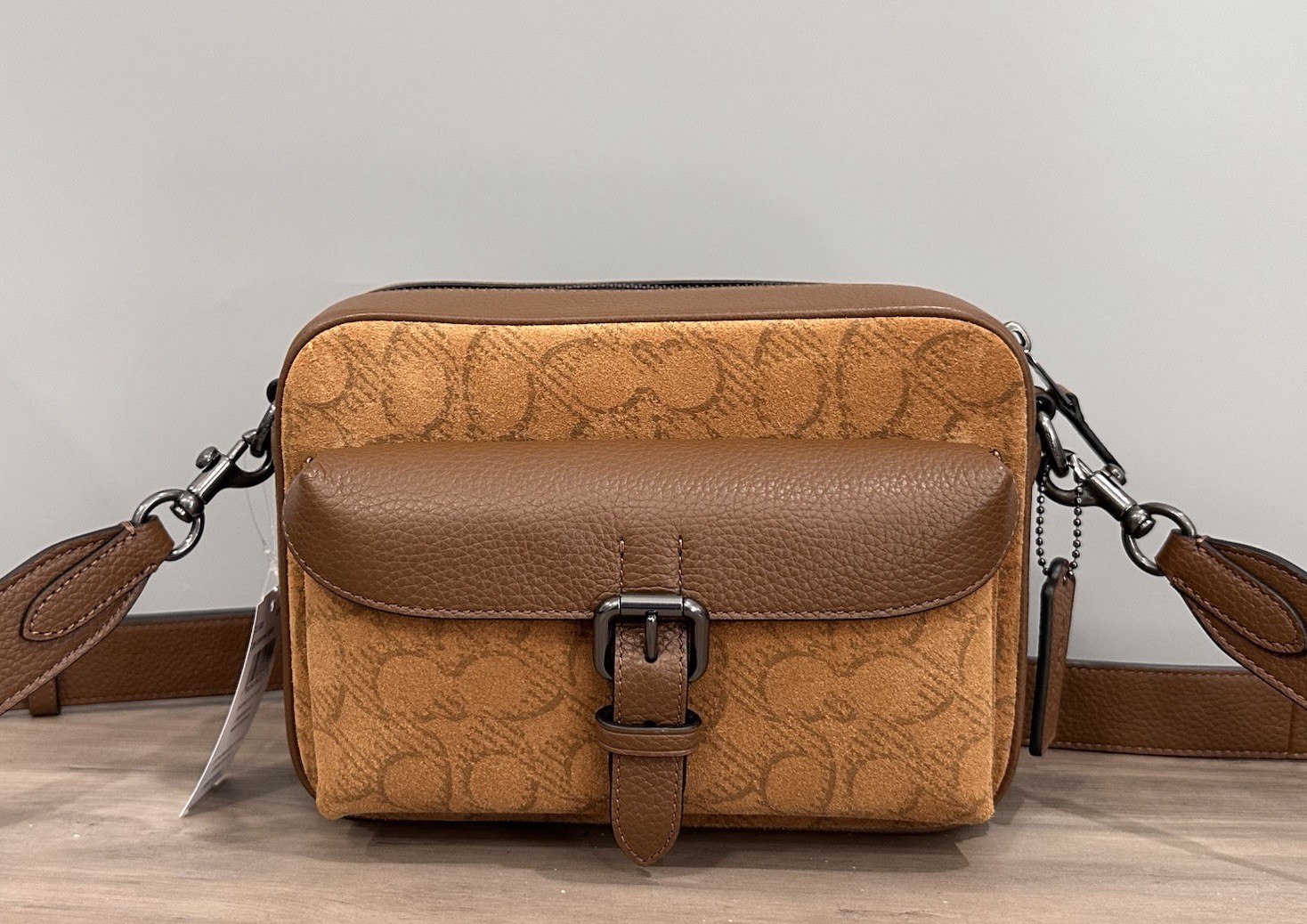 COACH CCG08 Warner Crossbody Bag In Signature Suede & Refined Pebble Leather