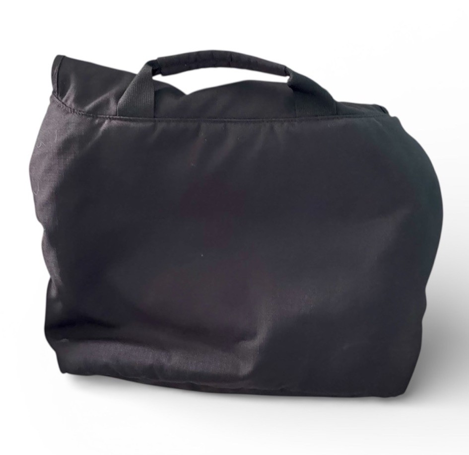 Eddie Bauer Laptop Messenger Bag Black Canvas Shoulder Strap Pockets 15.5”