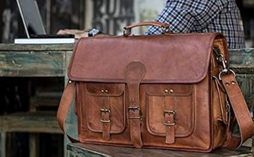 Handmade Men’s Genuine Leather Vintage Laptop Messenger Briefcase Bag Satchel