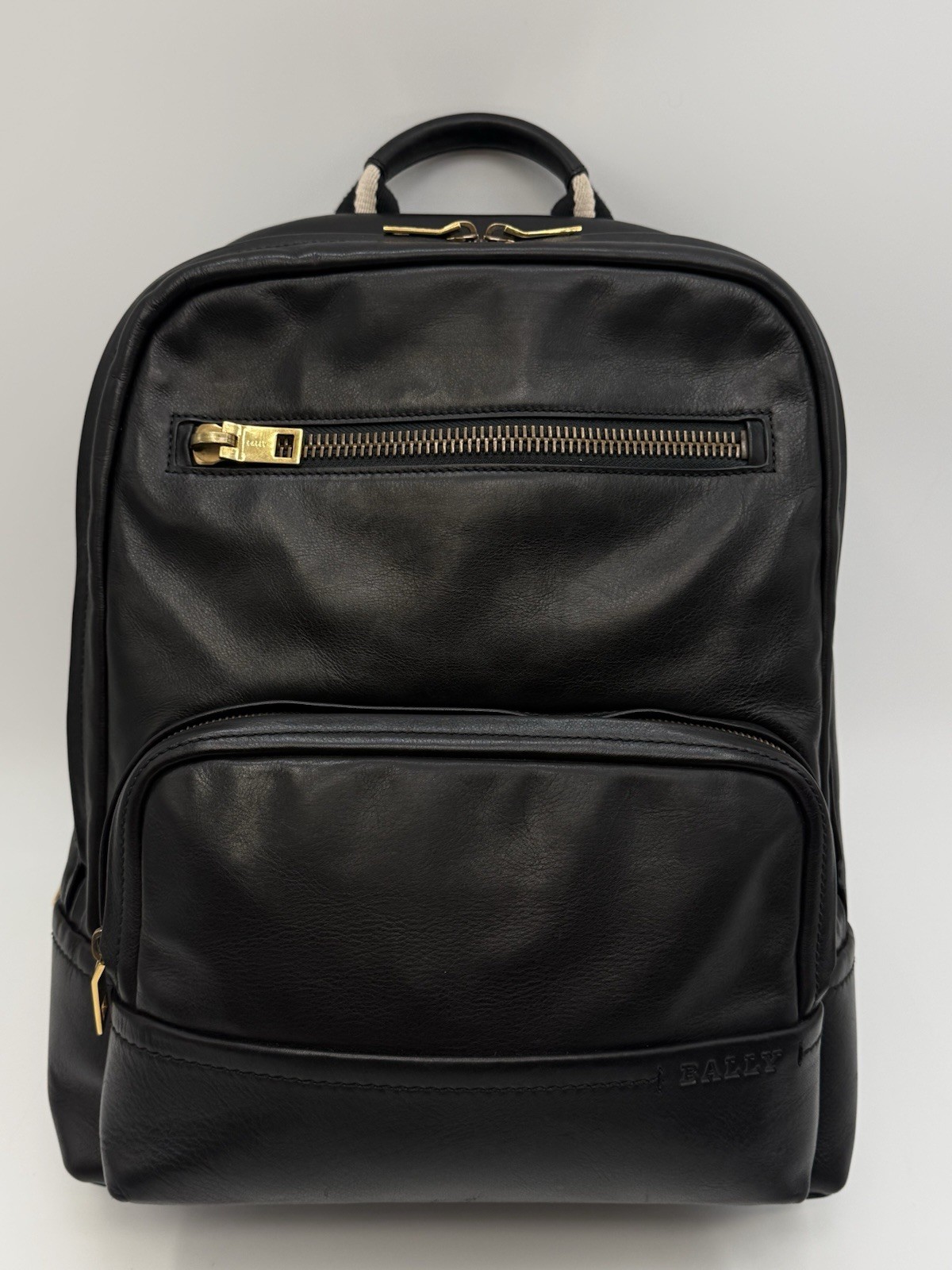Bally Thunder Leather Backpack Black Calfskin Gold Hardware Luxury Designer Bag