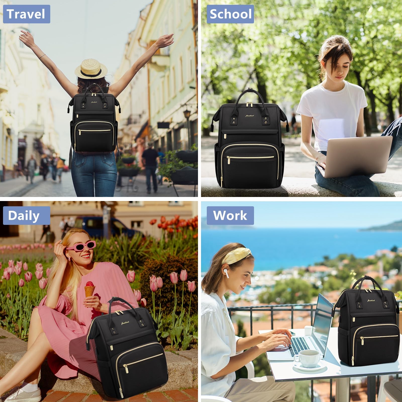 Mochila Laptop De 15.6″ Para Mujer Gran Capacidad Viaje Bolsa Enfermera 2025