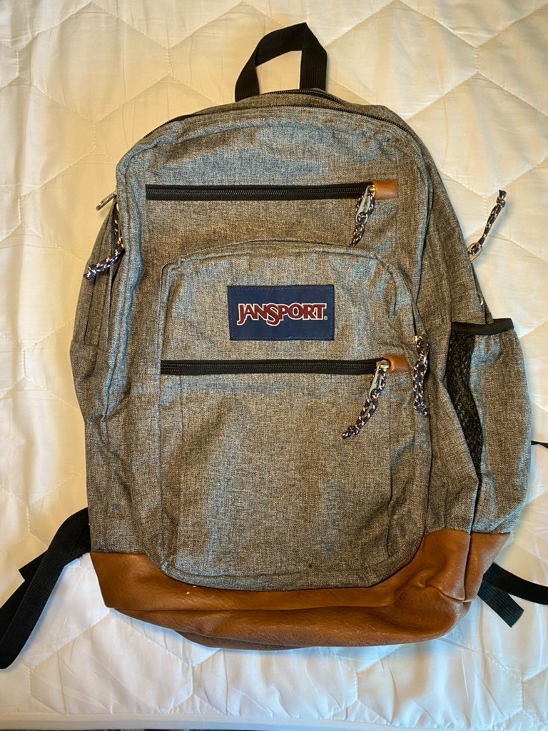 JanSport JS0A2SDD008 Cool Student Backpack – Grey with Leather
