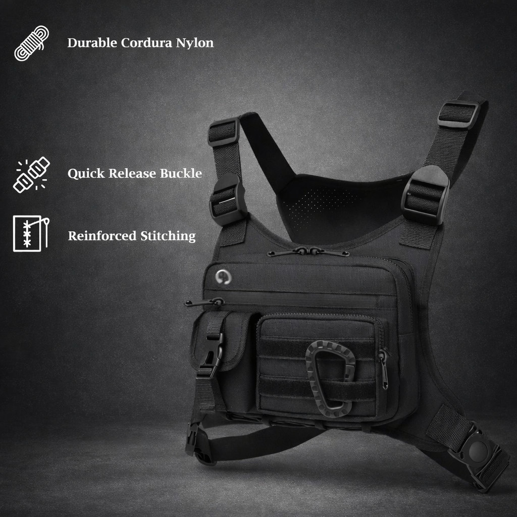 Sport Running Combat Chest Rig Bag Front Pouch Recon Kit Pack Protective Vest