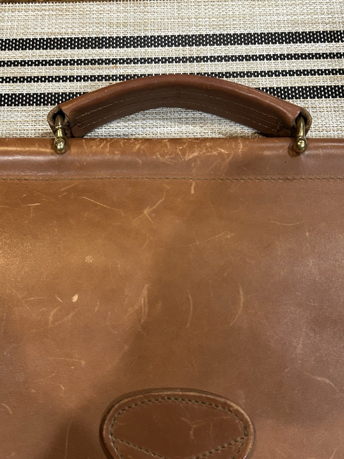 Vintage Jack Geoges Leather Briefcase Crossbody Laptop Bag made in USA No Strap