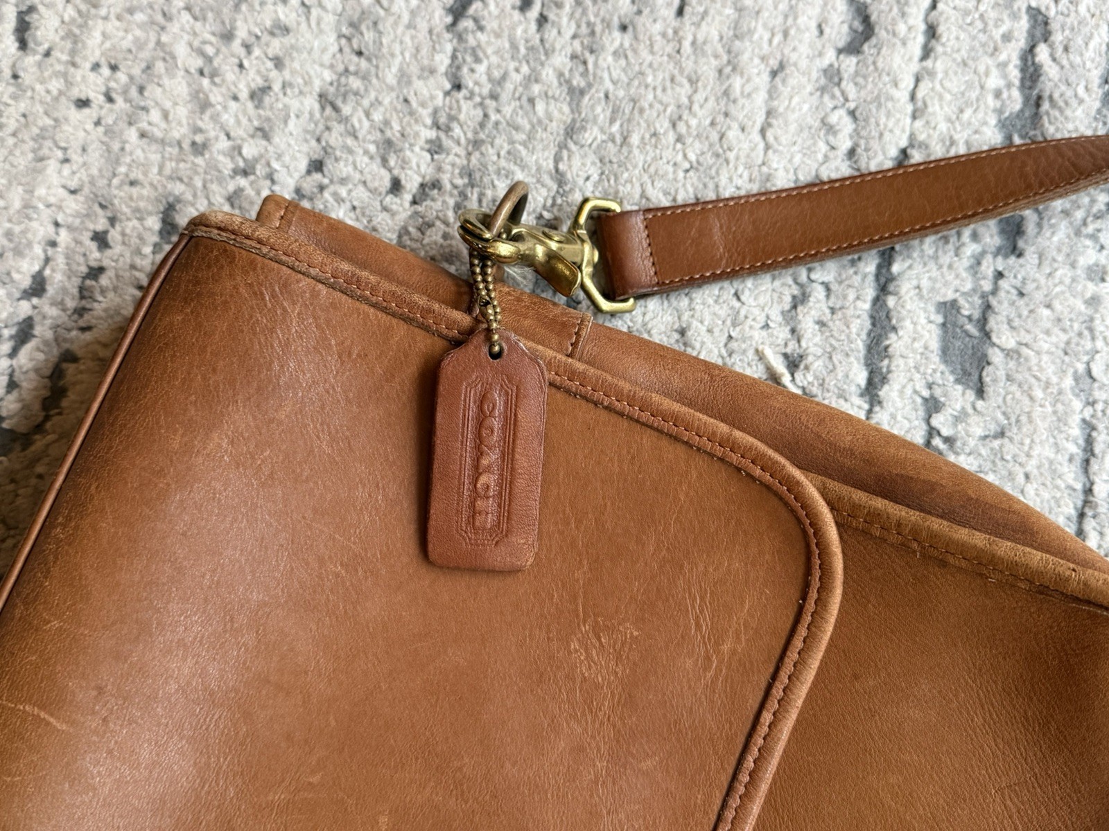 Vintage Coach NYC Leather Briefcase Messenger Bag USA Made Tan Satchel