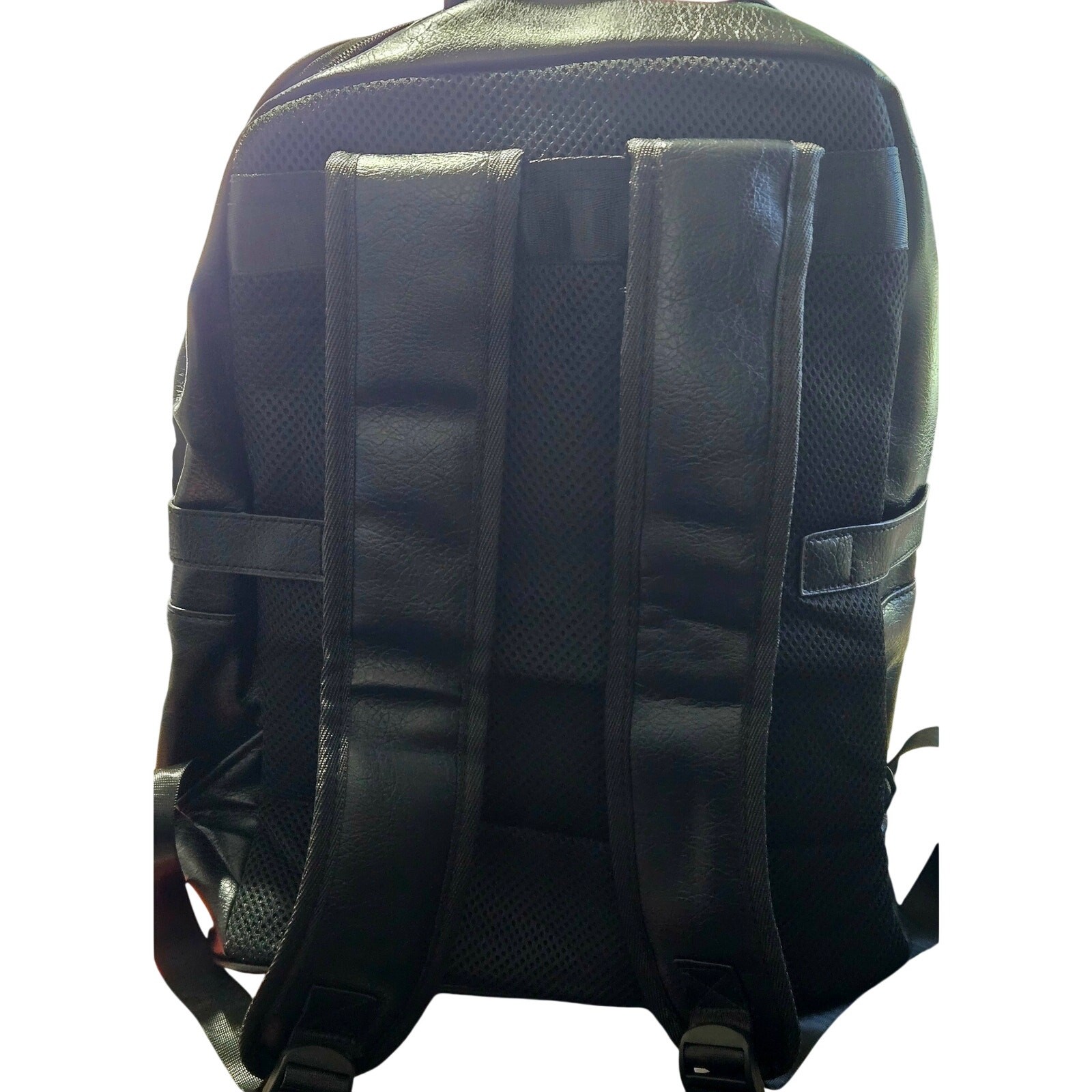 Black Checkered Faux Leather Laptop Backpack Travel Business School New