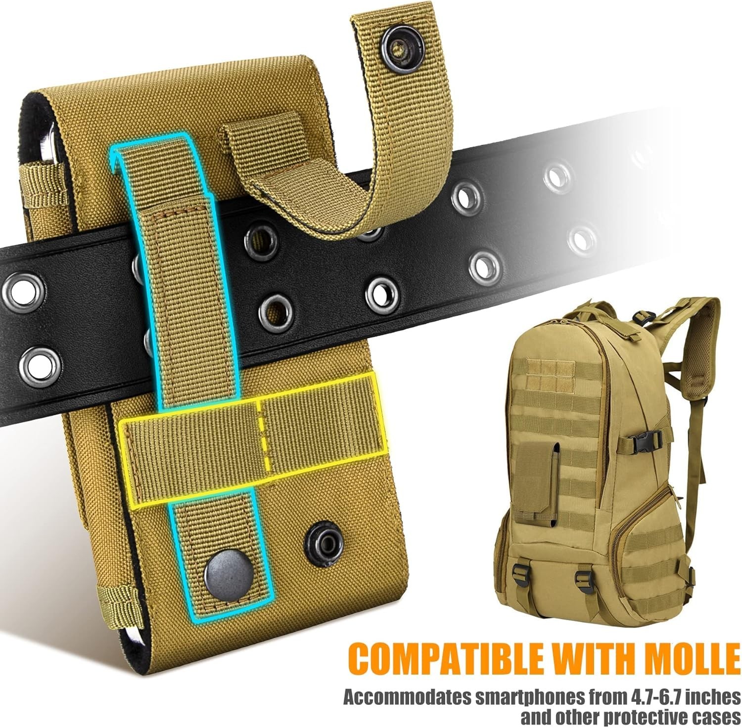 Tactical Molle Cell Phone Pouch Army Holster Case Waist Pouch Bag for Smartphone