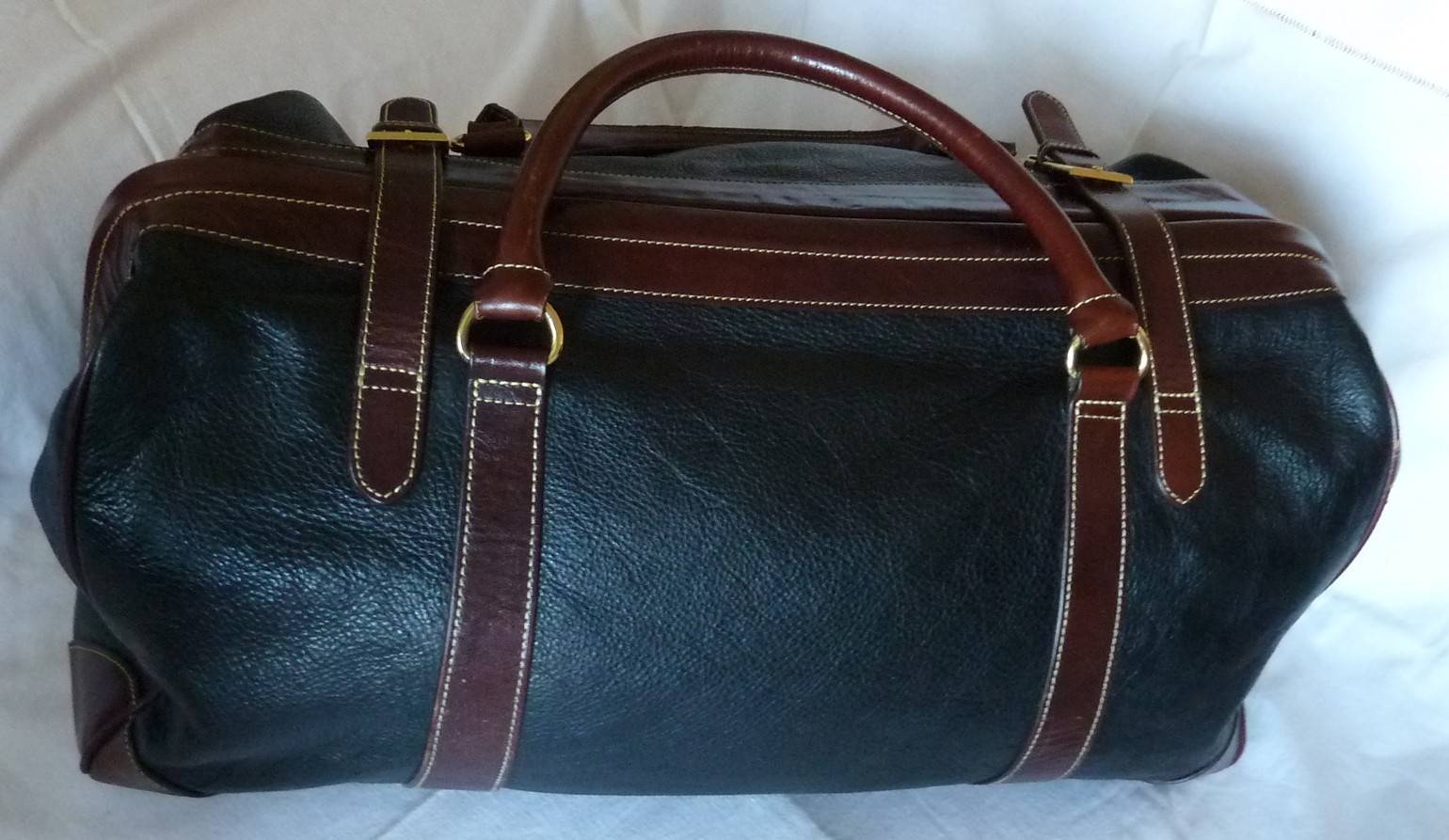 Vintage Mila Paoli Pebble Leather Doctor’s Bag Weekender Overnight Large Duffle
