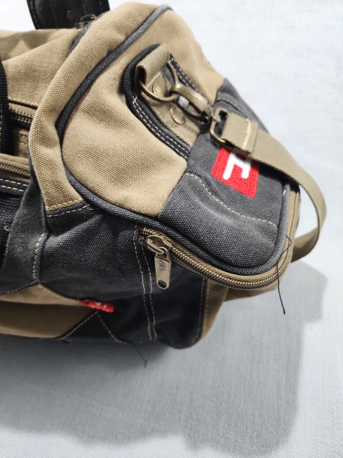 Diesel Canvas Handle Duffel Bag Pockets Galore Vtg