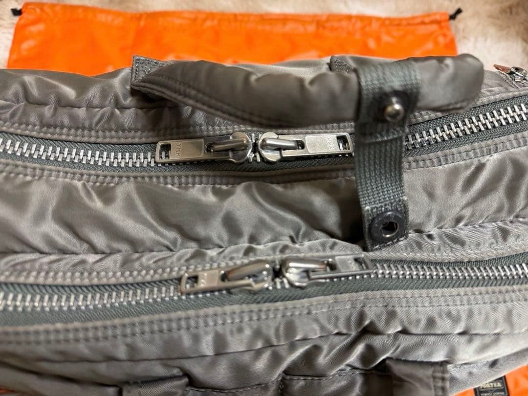 Authentic PORTER TANKER 2-Way 2-Layer Briefcase Silver Gray 30cm x 45cm x 10cm