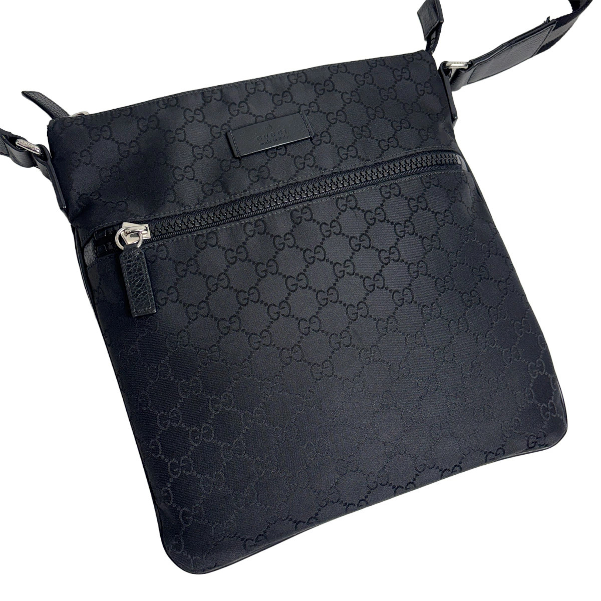 Gucci Shoulder Bag Messenger Bag GG Nylon Black 509639 Unisex Crossbody